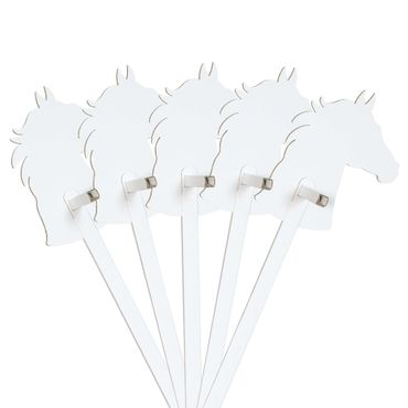 Set caballo blanco para colorear/decorar con pegatinas - Caballo de palo FOLDZILLA
