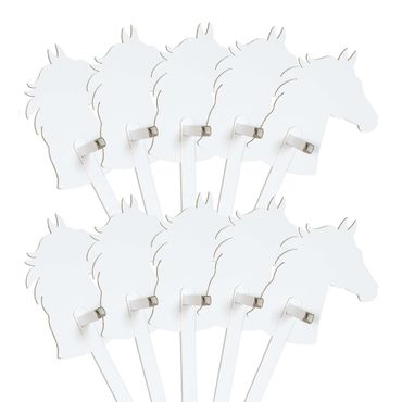 Caballo de palo FOLDZILLA - Set de 10 piezas caballo blanco para colorear/decorar con pegatinas
