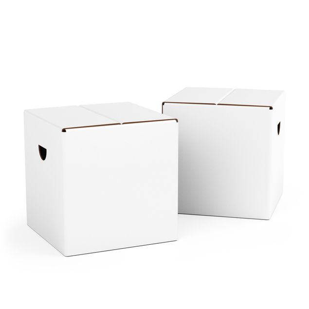 taburete de carton Blanco para pintar/decorar con pegatinas