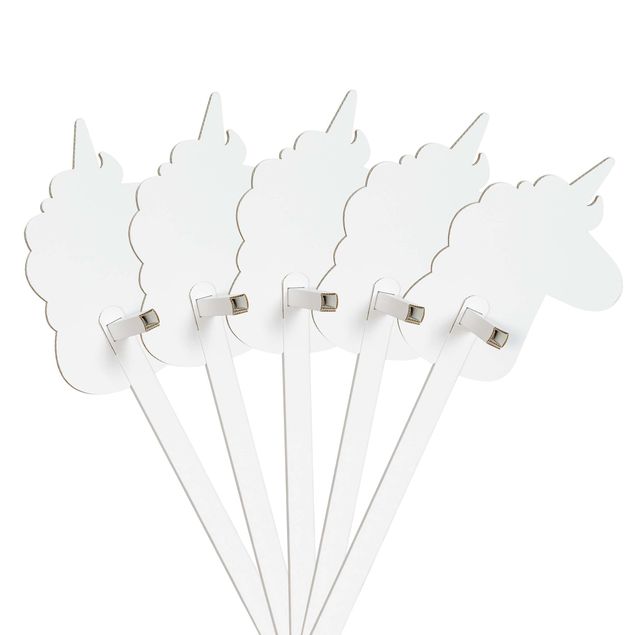 Caballito de palo Set unicornio blanco para colorear/decorar con pegatinas