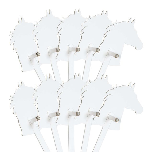 Caballo de palo Set de 10 piezas caballo blanco para colorear/decorar con pegatinas