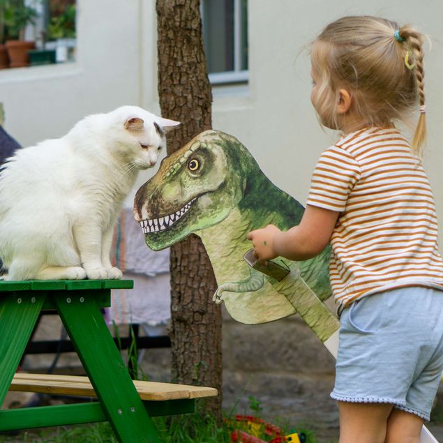 Caballo de palo juguete Dinosaurio t-rex acuarela